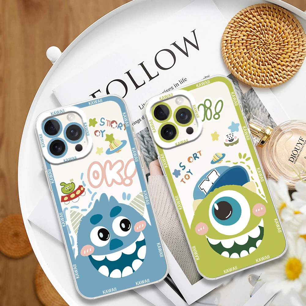 MINISO M-Monsters I-Inc Phone Case for iPhone 12 11 13 14 15 16 Max Pro Plus Transparent Cover