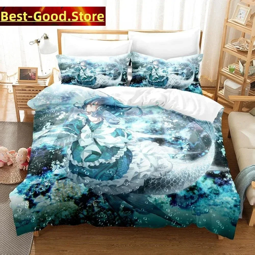 

3D Print Anime Wakasagihime (Touhou) Bedding Set Single Twin Full Queen King Size Bed Set Aldult Kid Bedroom Duvet cover Sets