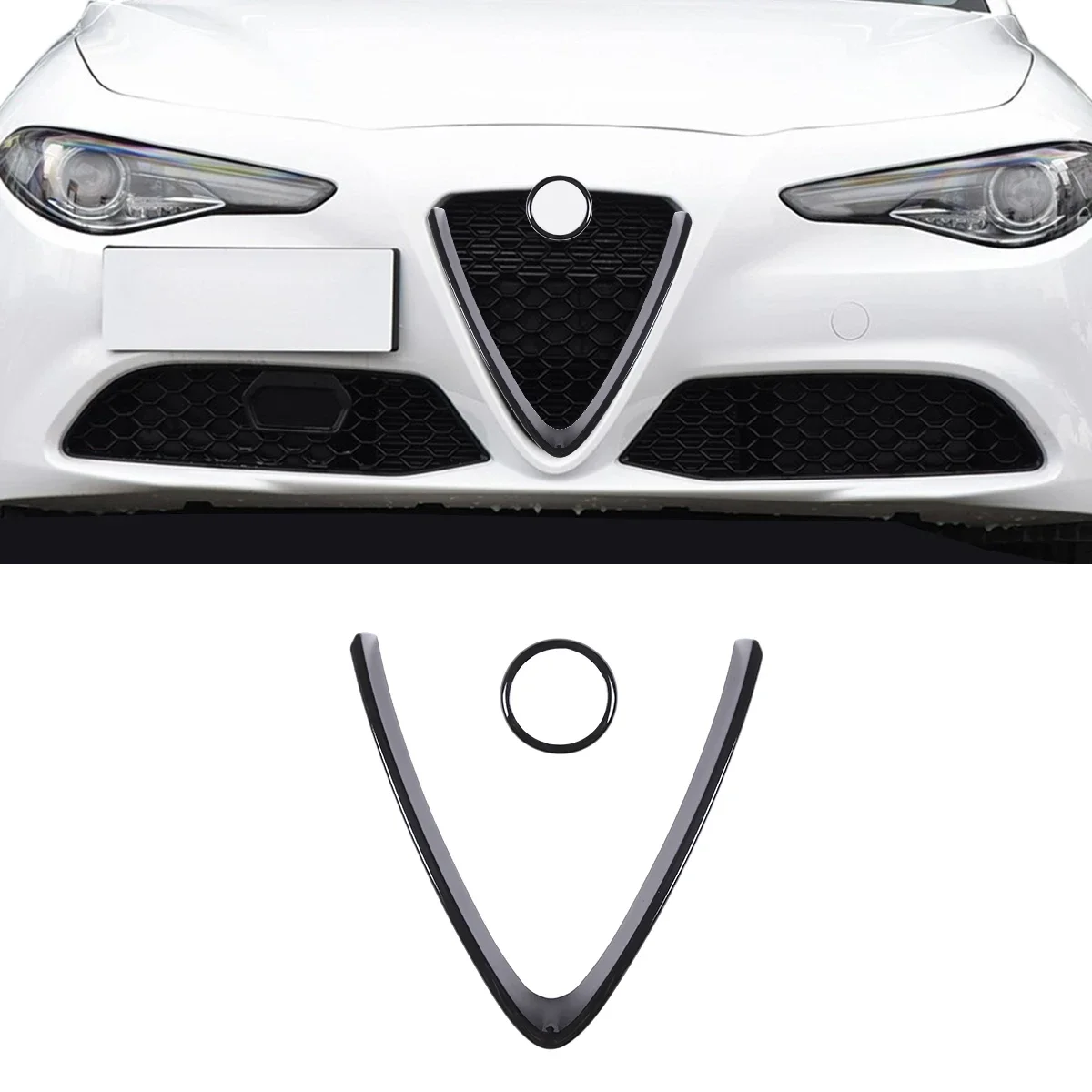 For 2017-2020 Alfa Romeo Stelvio ABS Carbon Fiber Car Styling Front Grille Decorative Frame Sticker Car Exterior Accessories