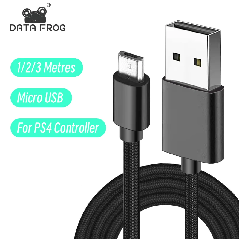 DATA FROG 1M 2M 3M Ladedatenkabel für PS4 Controller USB Ladegerät Kabel für PS4 Gampad Joystick Spielzubehör