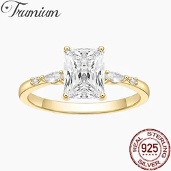 Trumium 3ct 925 Sterling Silver Rings For Women Rectangle Cut 5A Zirconia Elegant Wedding Band Engagement Bridal Jewelry Gifts
