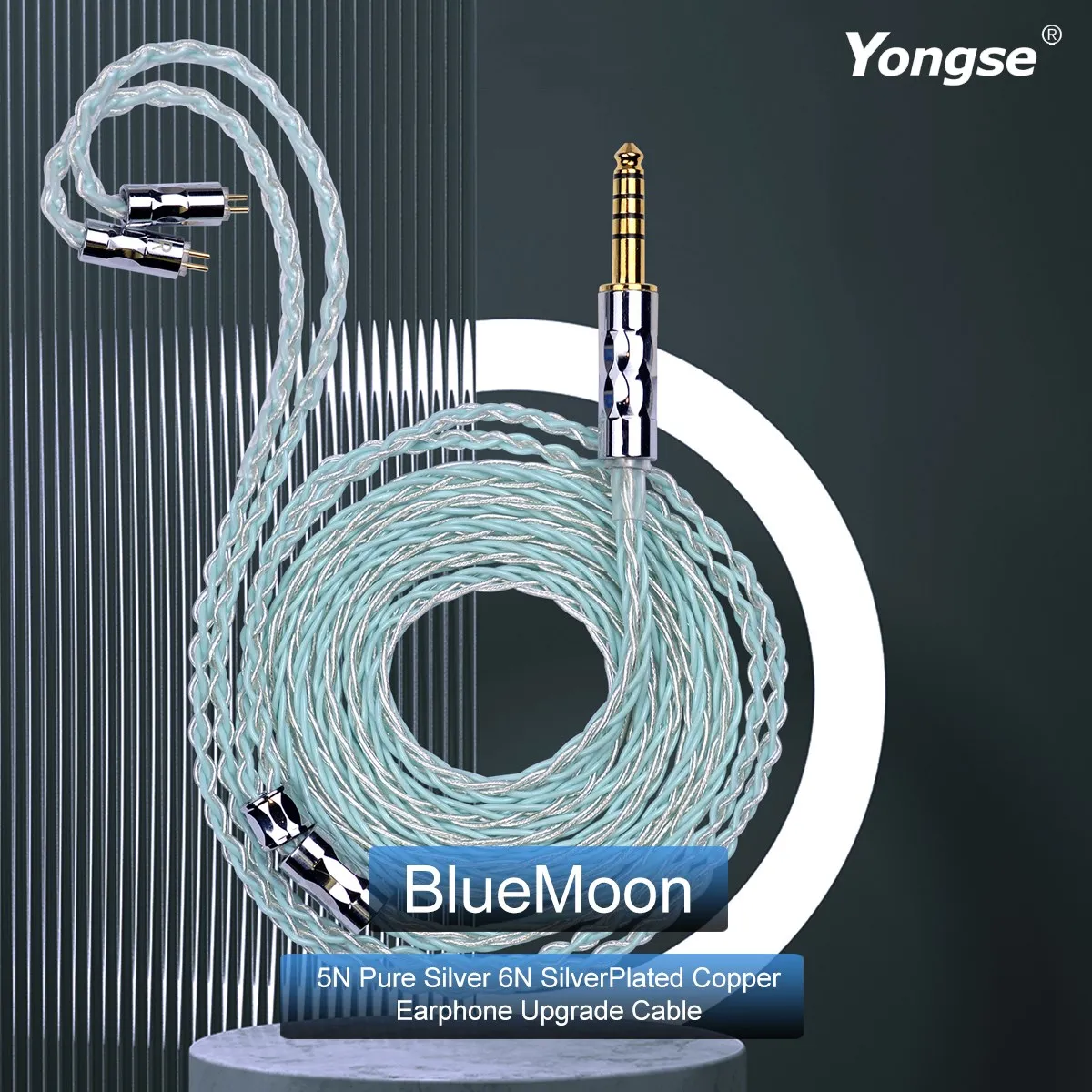 Yongse BlueMoon 5N 순수 실버 6N 은 도금 구리 이어폰 업그레이드 케이블, 0.78 IE200 N5005 SIMOGT EPZ TFZ 탕주 CVJ 어쌔신