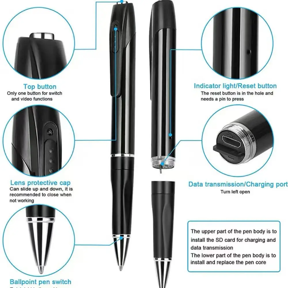 미니 비디오 카메라 모션 디지털 음성 녹음기 1080P 음성 비디오 녹화기 비즈니스 회의 녹음 등에 적합합니다.