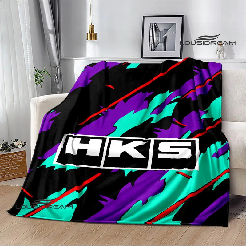 HKS Racing car logo printed blanket Picnic blankets warm blanket soft and comfortable blanket home travel blanket birthday gift