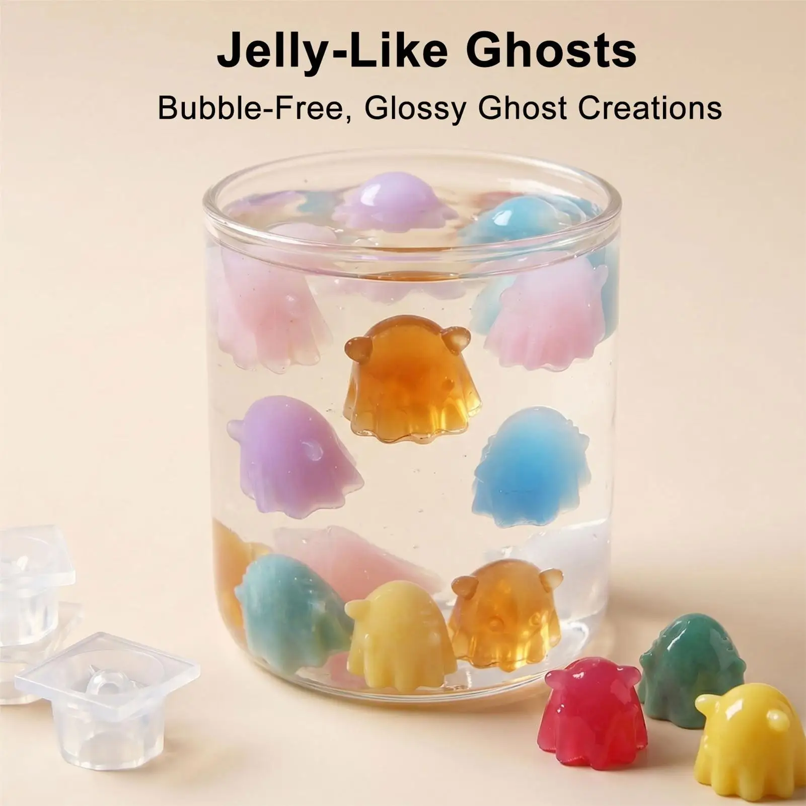 Ghost Mold 3D Silicone Resin Casting Jelly Cute Non-Sticky 7pcs DIY Epoxy Mold for Wax Candle Fondant Clay Miniature Dollhouse view 5