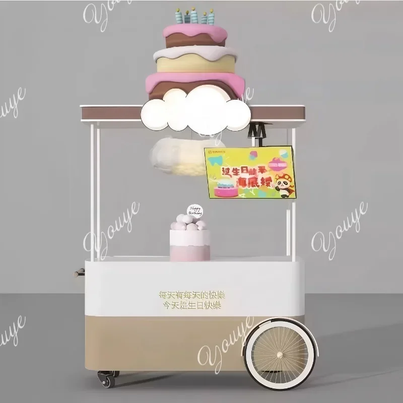 

Gi Display Car Props Food Car Creative Commercial Street Wrought Iron Mobile Wrought Iron Multi-functional Stall Trolley