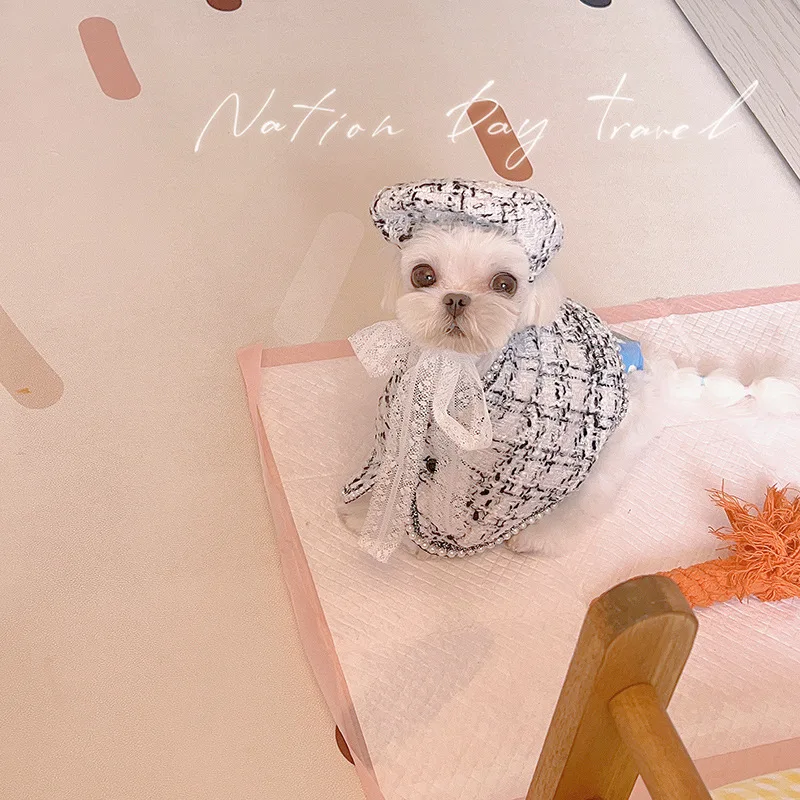 New Winter Pet Cloak Cute Dog Shawl Hat Set Maltese Cat Dog Clothes Christmas Gift Luxury Design Dog Clothes Birthday Present