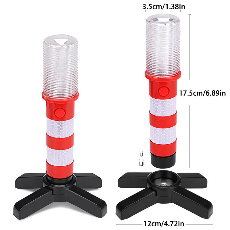 2pc LED Magnetic Flashlight Emergency Roadside Flares Detachable Stand Beacon Safety Strobe Light Warning Signal Alert SOS Lamps