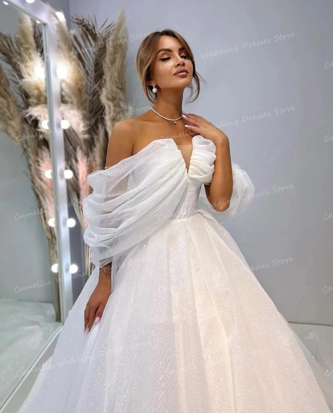 Simple Elegant Wedding Dresses Woman's A Line Sexy V Neck Bridal Gowns Lace Up Tulle Princess Formal Vestido Robe De Mariée 2024