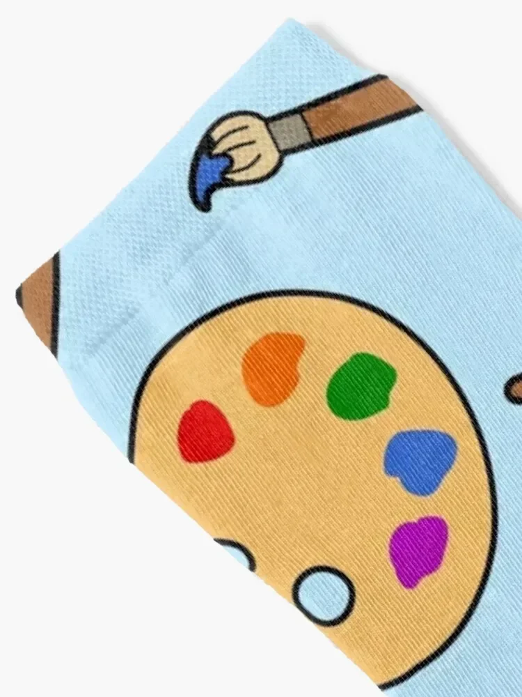 Paintbrush and palette pattern Socks floral loose Stockings funny gift Boy Child Socks Women's