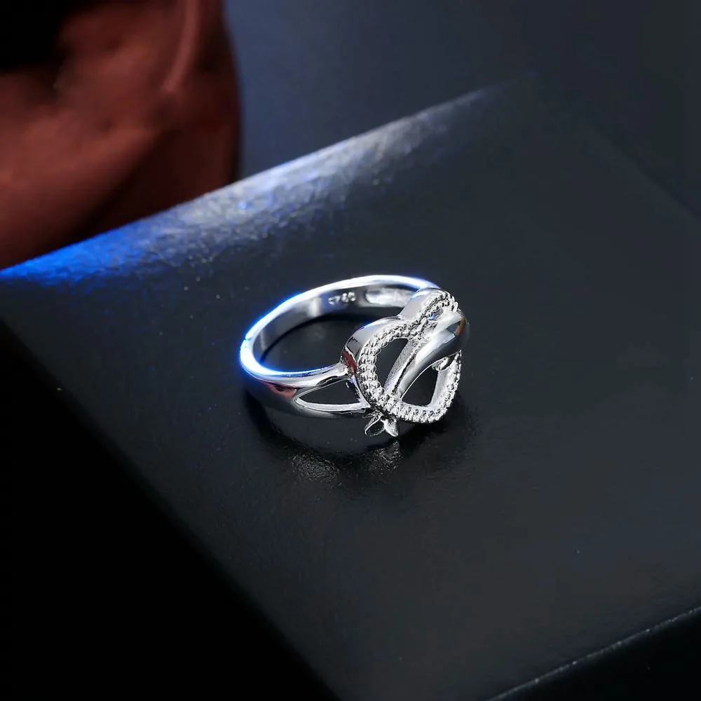Dolphin Hollow Heart Low Key Exquisite Design Active Female Girl 100% 925 Sterling Silver Color Jewelry Accessories Rings image 3