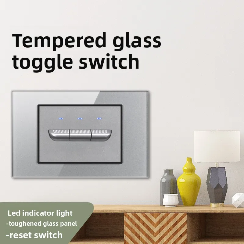 Picture 3: 120 Type Toggle Gray Tempered Glass Dual Position Switch Socket 20A Universal Socket for US, UK, and EuropeUSB EU LED Indicator