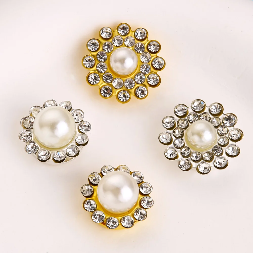 100 PCs round Bottom High-end Retro Pearl Rhinestone Flower Plate and Diamond Buckle,Shoes, Bags, Jewelry DIY Accessories