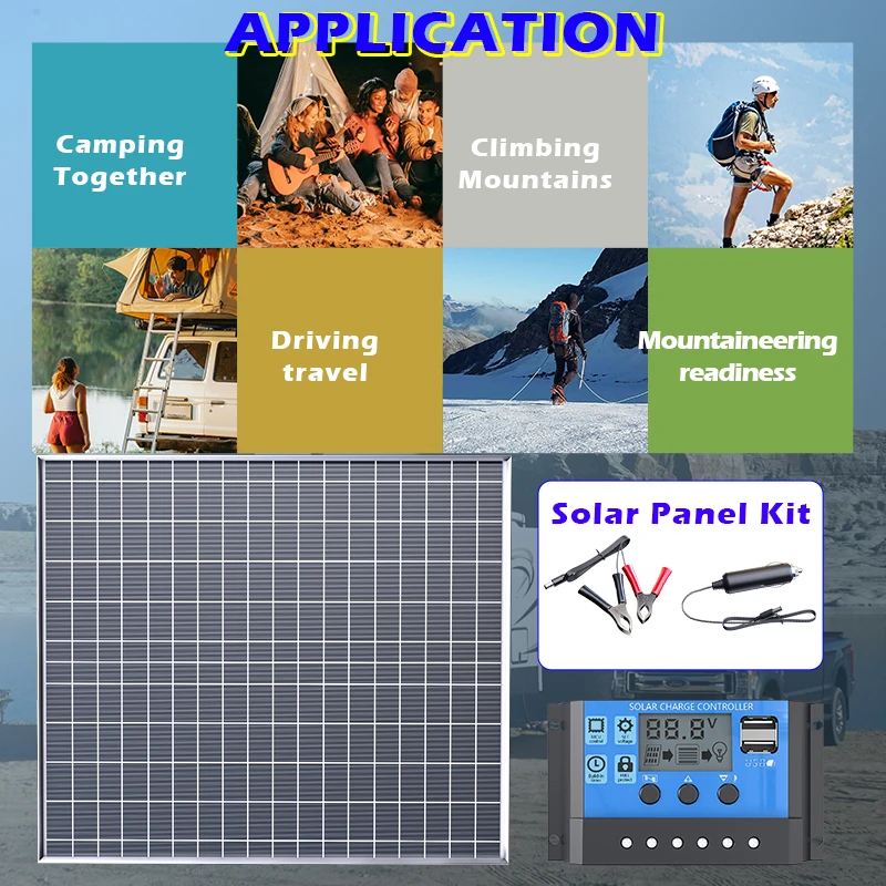 500W Solar Panel 12V Household Photovoltaic System With Controller Camping Room Vehicle And Ship High-Efficiency Solar Cells