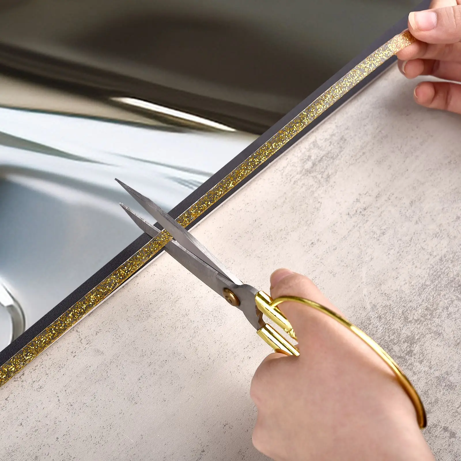 8mm 5M Ceramic Tile Mildewproof Gap Tape Decor Gold Silver Black Self Adhesive Wall Tile Floor Tape Sticker Home Decorations