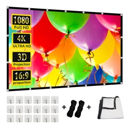 MIXITO Projection Curtain 16: 9 Ratio Hight-Density 60-200 Inch Foldable Anti-Crease Portable Movie Projector Screen