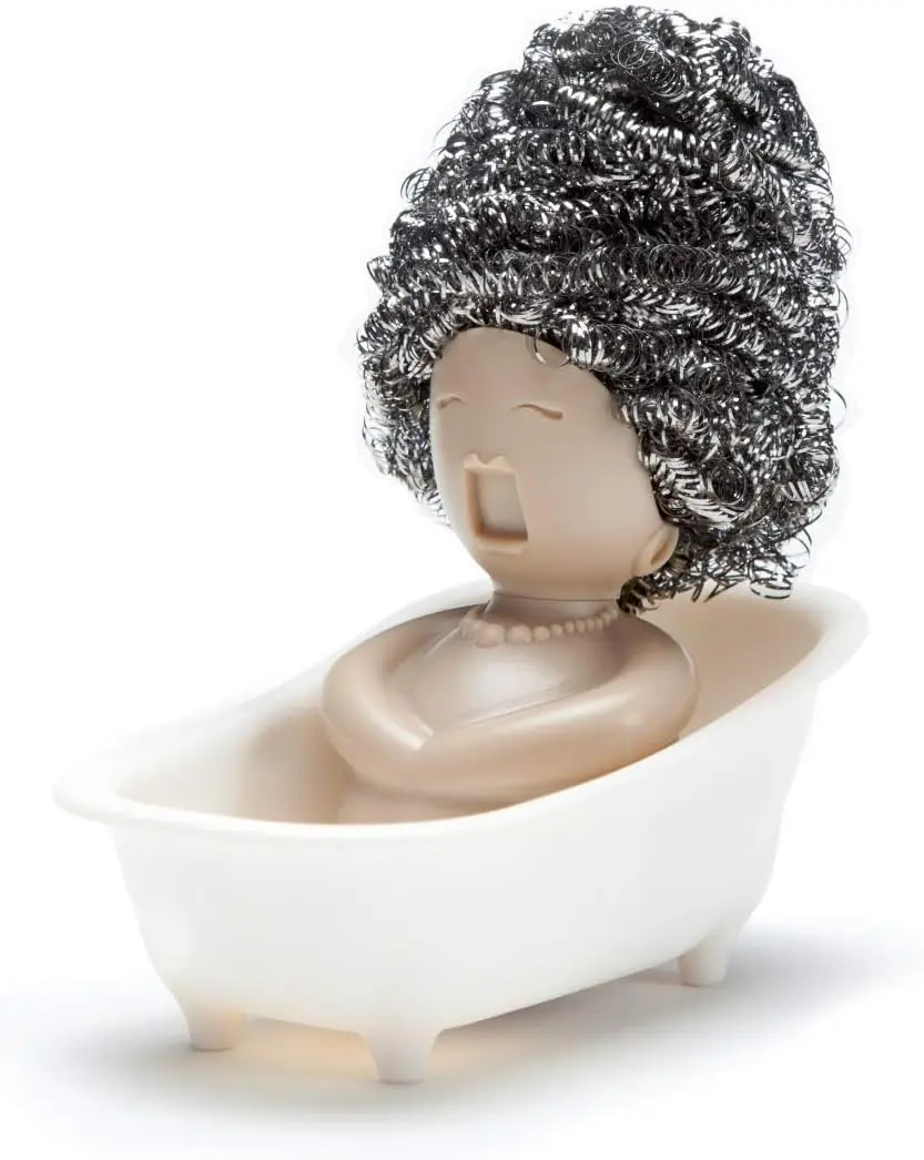 

Cute & Funny Soap Opera Sponge Holder for Kitchen Sink, Includes Metal Scrubber - Kitchen Organizer