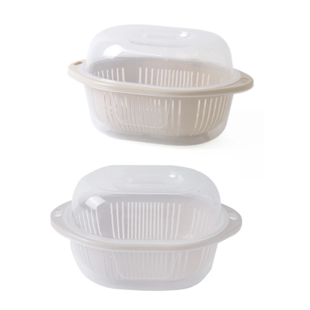

Vegetable Fruit Washing Basket Drainage Strainer Container Double Layer Storage Rack PP Material Kitchen Helper