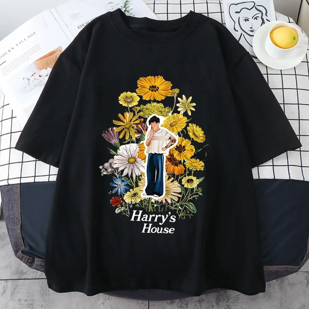 Harrys House Women T-shirts 100% Cotton Summer Manga Graphic Tshirts Sense of Design Short Sleeve Aldult Printing Originality