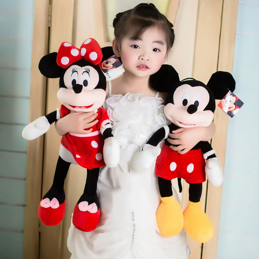 Disney-muñecos de peluche de Mickey Mouse y Minnie para niñas, peluches suaves, decoración de habitación, animales bonitos, regalos de navidad