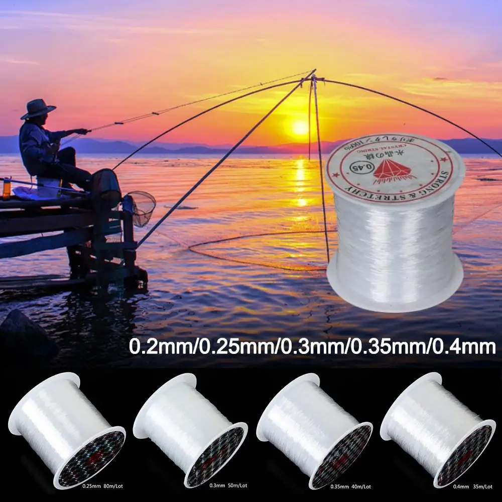 Transparent Nylon Fishing Line Non-Stretch Handmade Strong Fish Lines Thread Monofilament Beaded Rope Fishing Accessories