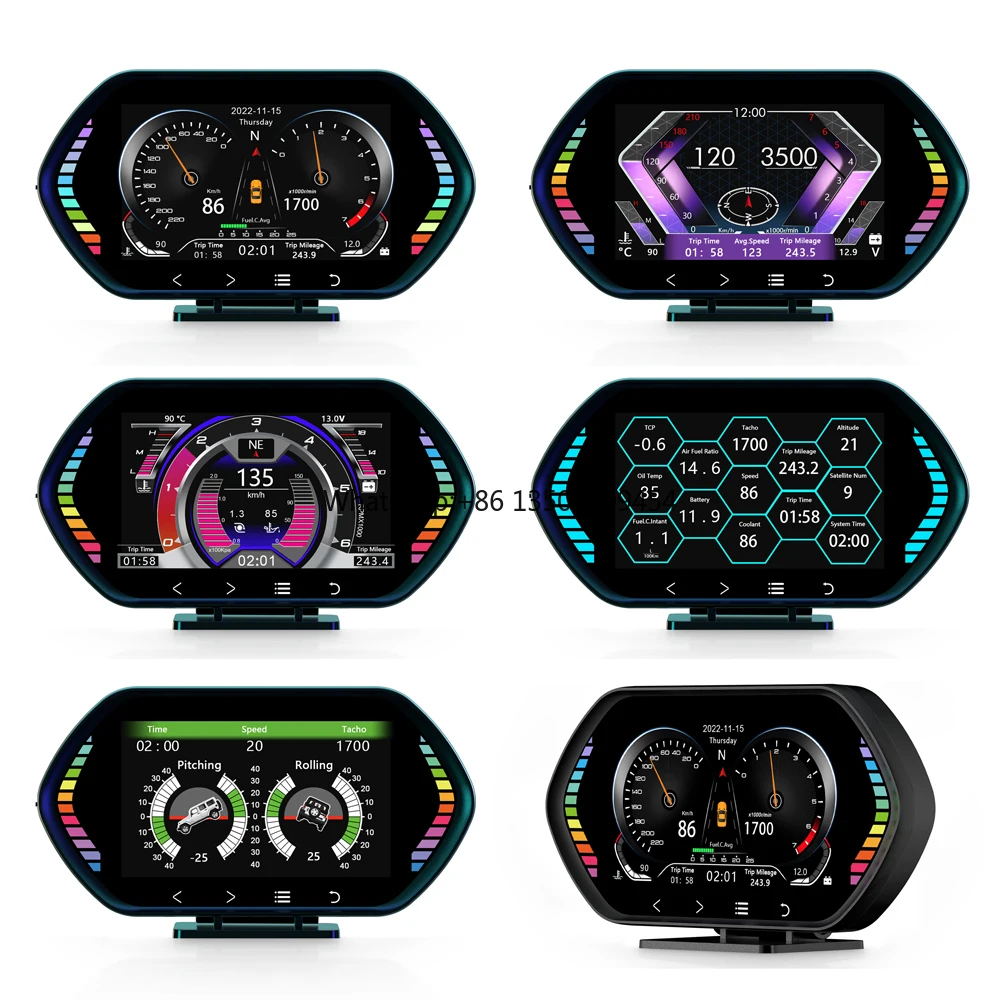 Universal OBD+GPS 4.5 Inch Smart Gauge Digital Instrument OBDII Speedometer Water Temperature/Voltage/Clock Overspeed HUD F12