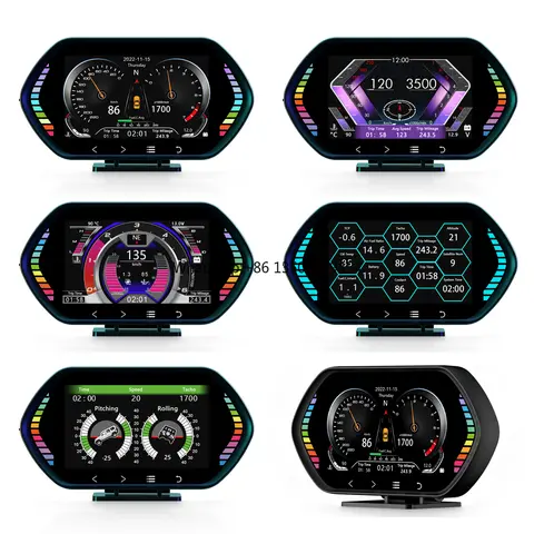 Universal OBD+GPS 4.5 Inch Smart Gauge Digital Instrument OBDII Speedometer Water Temperature/Voltage/Clock Overspeed HUD F12