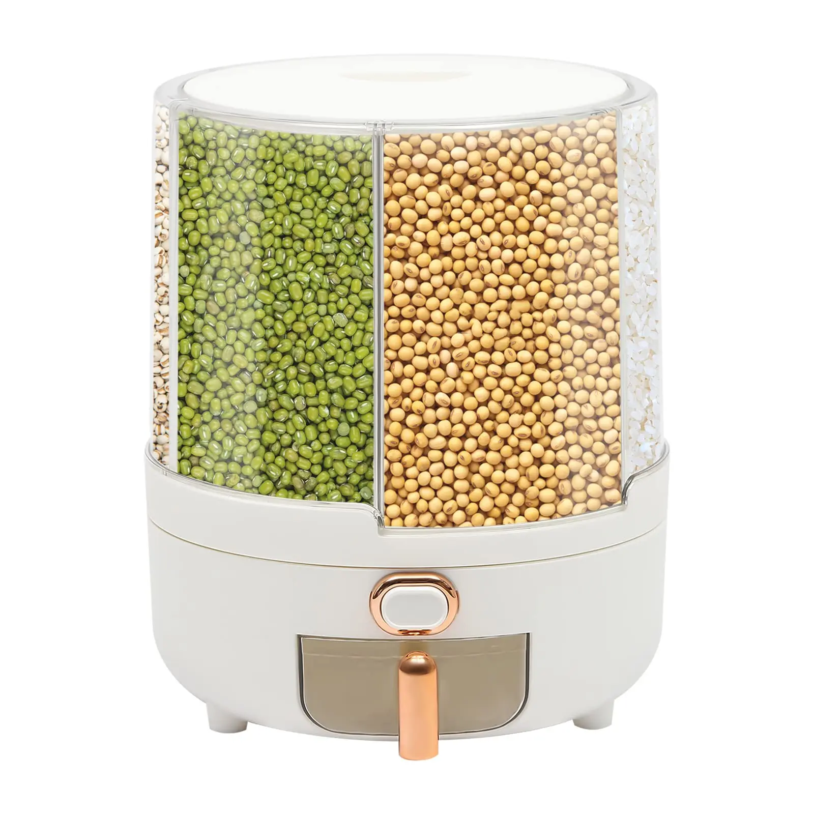 

Rice Dispenser, 6 Grid 360 ° Rotating Cereal Dispenser Rice Container Holder with Lid, Grain Storage Organizer for Kitchen Counte