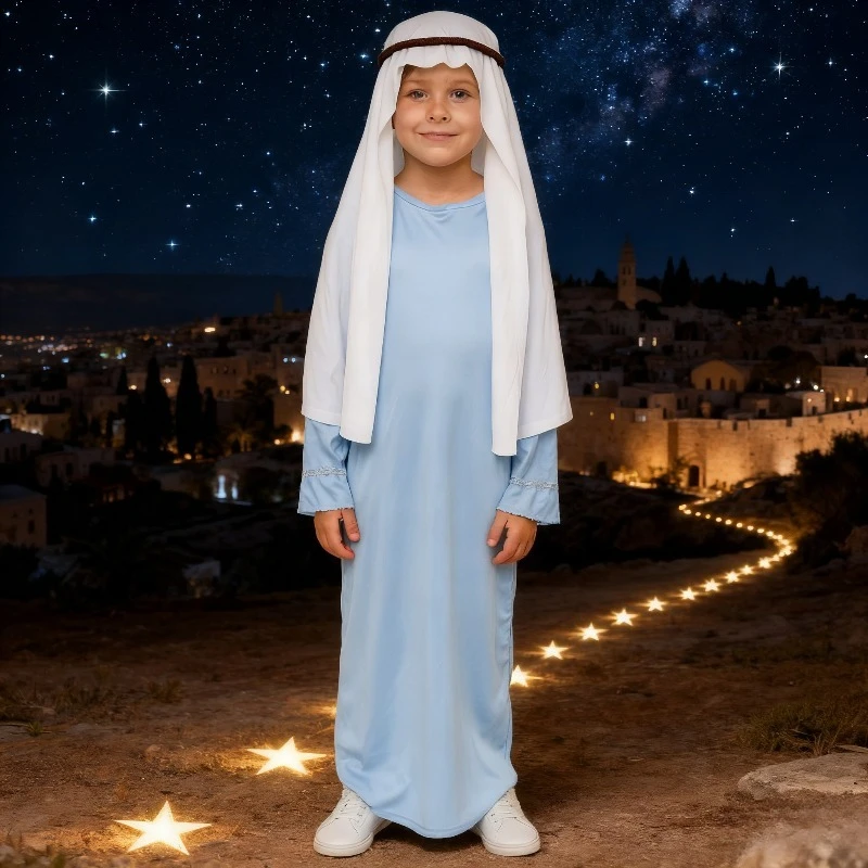 مجموعة أزياء تنكرية للأطفال للفتيات لعيد الميلاد في الحرم الجامعي والدراما أداء زي عيد الميلاد وحفلات الكنيسة رداء لعب الأدوار