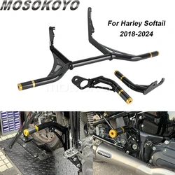 Front Engine Protector Rear Passenger Peg Crash Bar For Harley Softail Street Bob FXBB Fat Bob 114 FXFBS FXFB FXLRST FXLRS FXLR