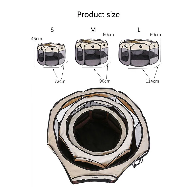 Cats and dogs delivery room pets octagonal cage breathable fence tent scratch-resistant Oxford cloth foldable cat and dog nest image 6
