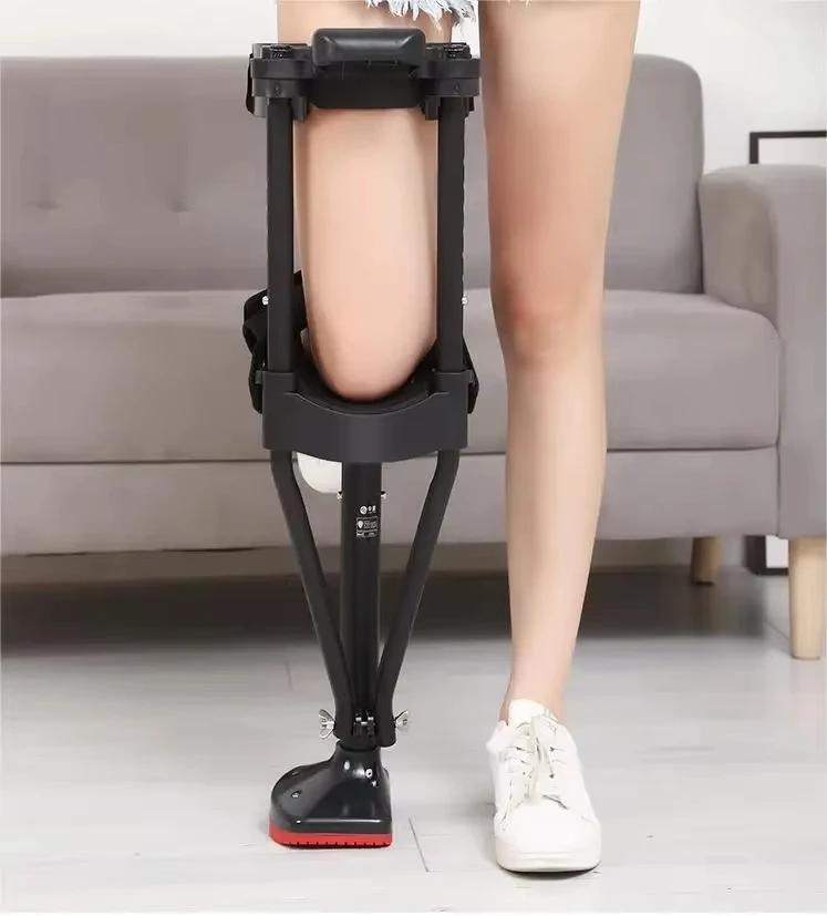 Adjustable Height Anti-Slip Crutch Leg Support Walking Aid Hands-Free Assisting Cane for Ankle Joint Injury
