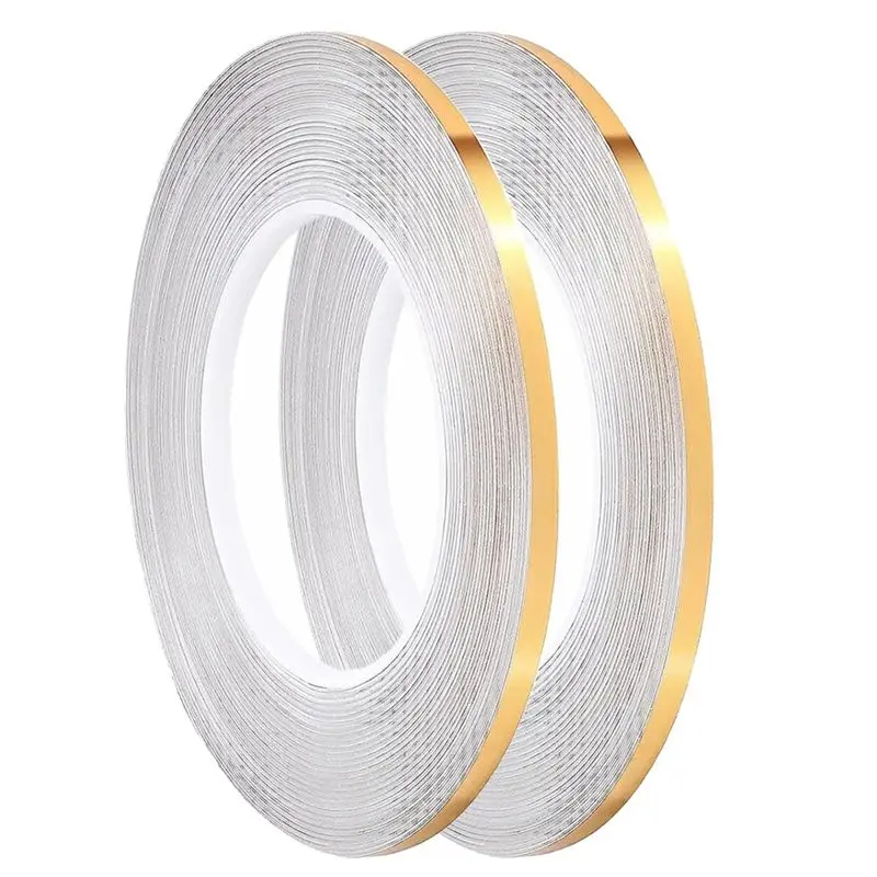 

Self-Adhesive Craft Stripe Tape Gift Wrapping, Decorating Walls, 2Rolls,1/5Inx55yd Each (Gold)-AB52
