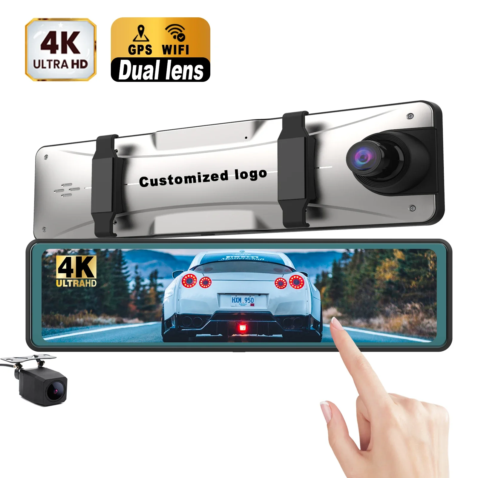 

New 12" Touch screen rearview mirror With WiFi GPS dash camera hd 4k dashcam front and rear dual lens 4k dash cam
