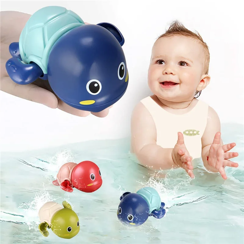 Baby Bath Toys Classic Chain Clockwork Swimming Turtles Dolphin Bath Toys For Kids Floating Wind Up Toys Swimming Accessories