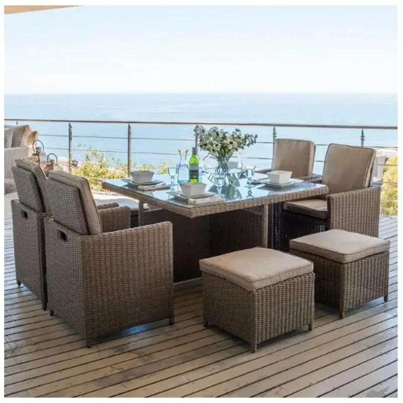

Outdoor High-grade Rattan Tables and Chairs Courtyard Homestay Terrace Waterproof Sunscreen Rattan Creative Storage Tea Table