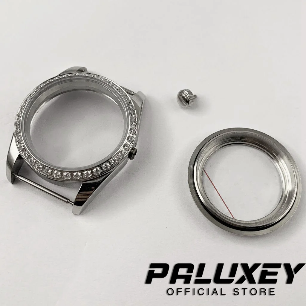 36MM Silver/Gold/Rose Gold Sapphire Crystal Case Diamond Watch Case Fit NH34 NH35 NH36 NH38 NH39 NH70 NH72 Movement