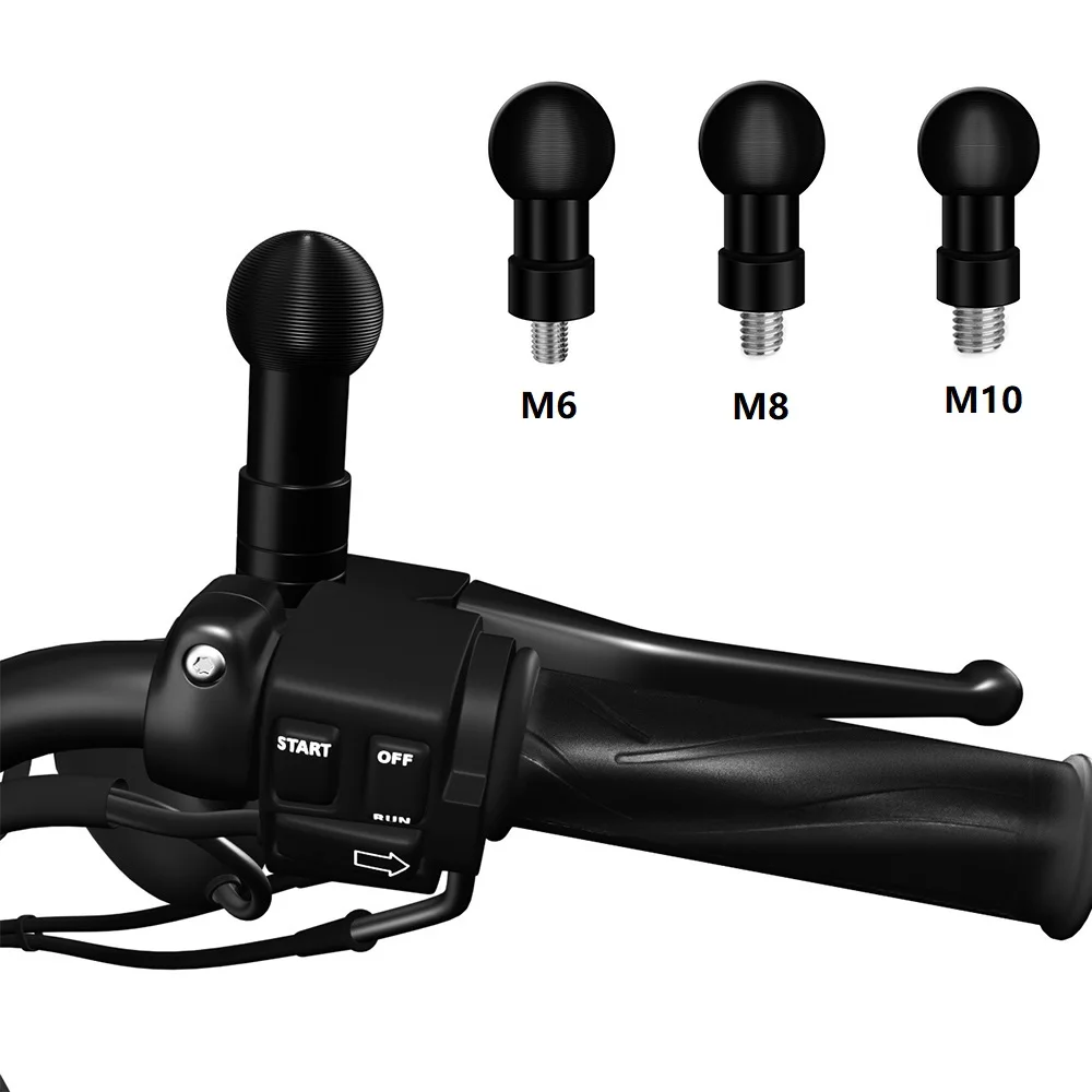 17mm Ball Head to M6 M8 M10 Screw Bracket Connector Motorcycle Rearview Mirror Sport Camera Mount Connector for GoPro Camera