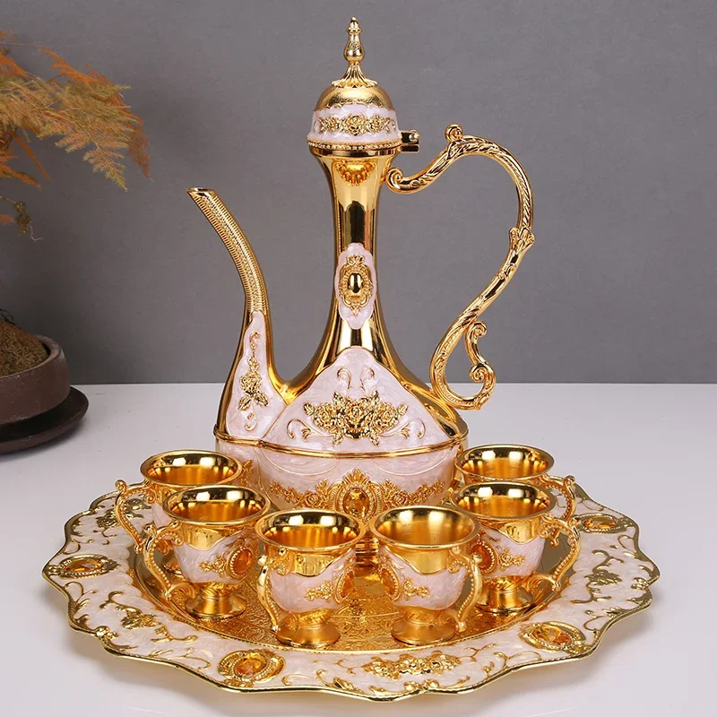 Russian metal wine set creative European style liquor glass jug living room high-end household one-piece   decoration