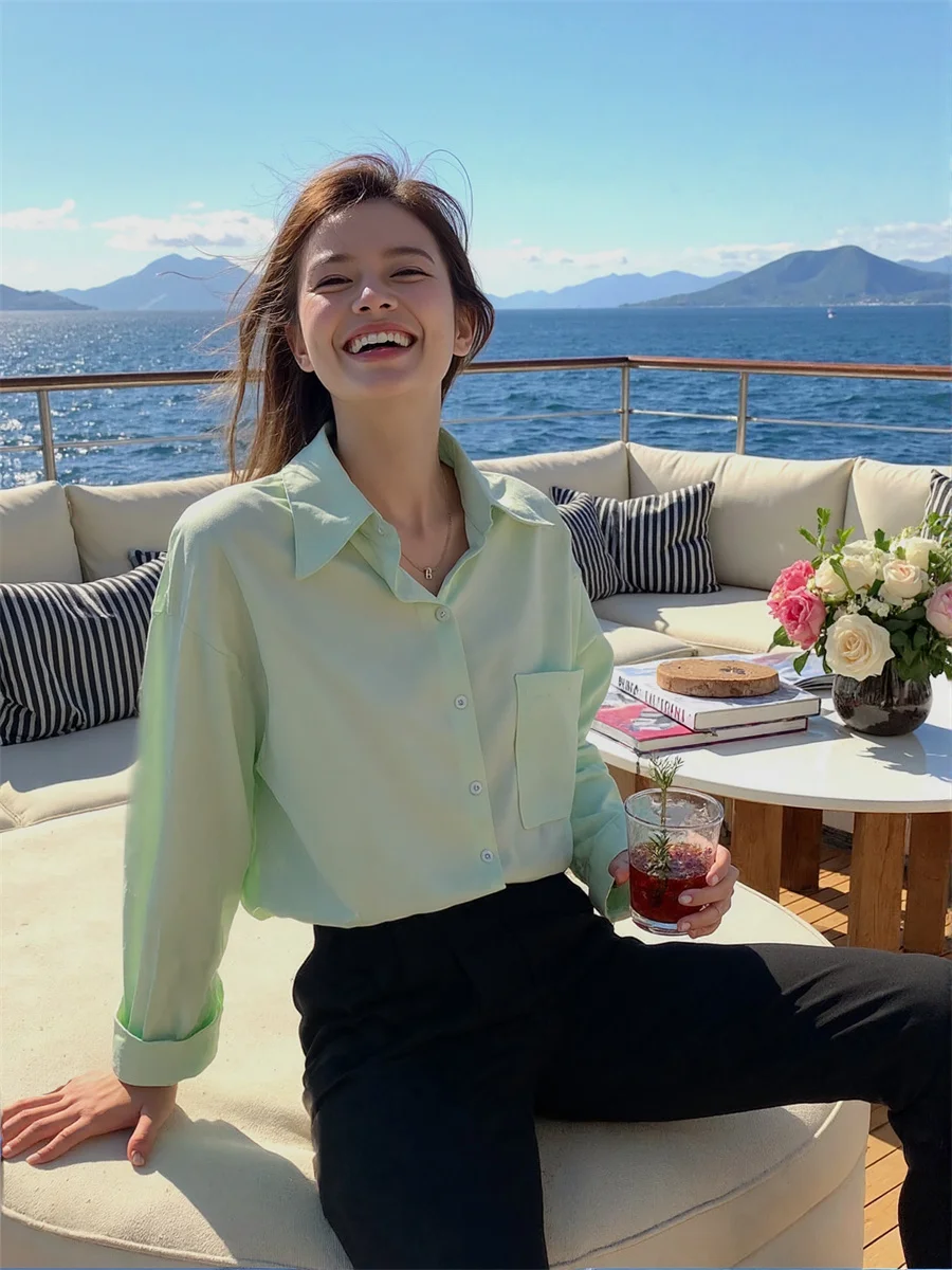 قمصان نسائية عتيقة بأكمام طويلة، قمصان دانتيل، لوحة زخرفة، زر أمامي، أنيق، أنيق، أنيق، نمط أنثى، مكتب عمل للسيدات