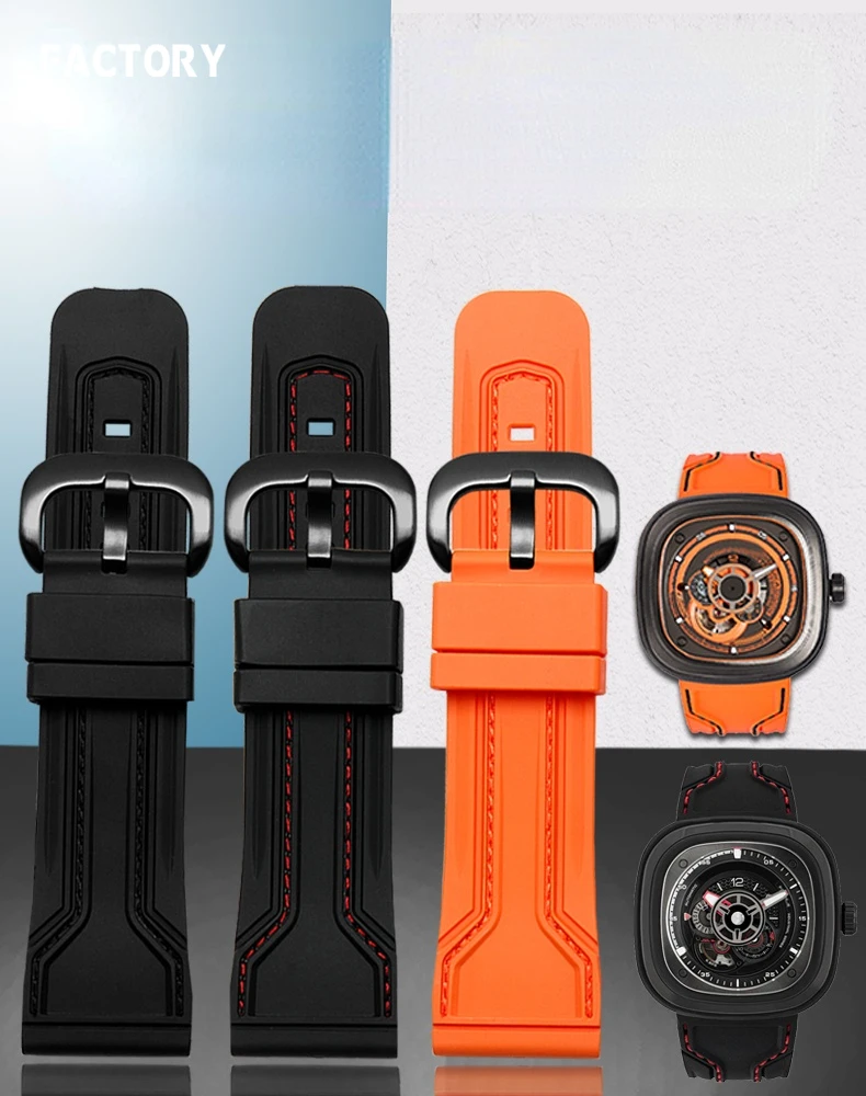 Watchband for Seven Friday P1 P2 S2 M2 02 M3 Q2 03 Rubber Silicone Watch Strap Accessories Male 28mm