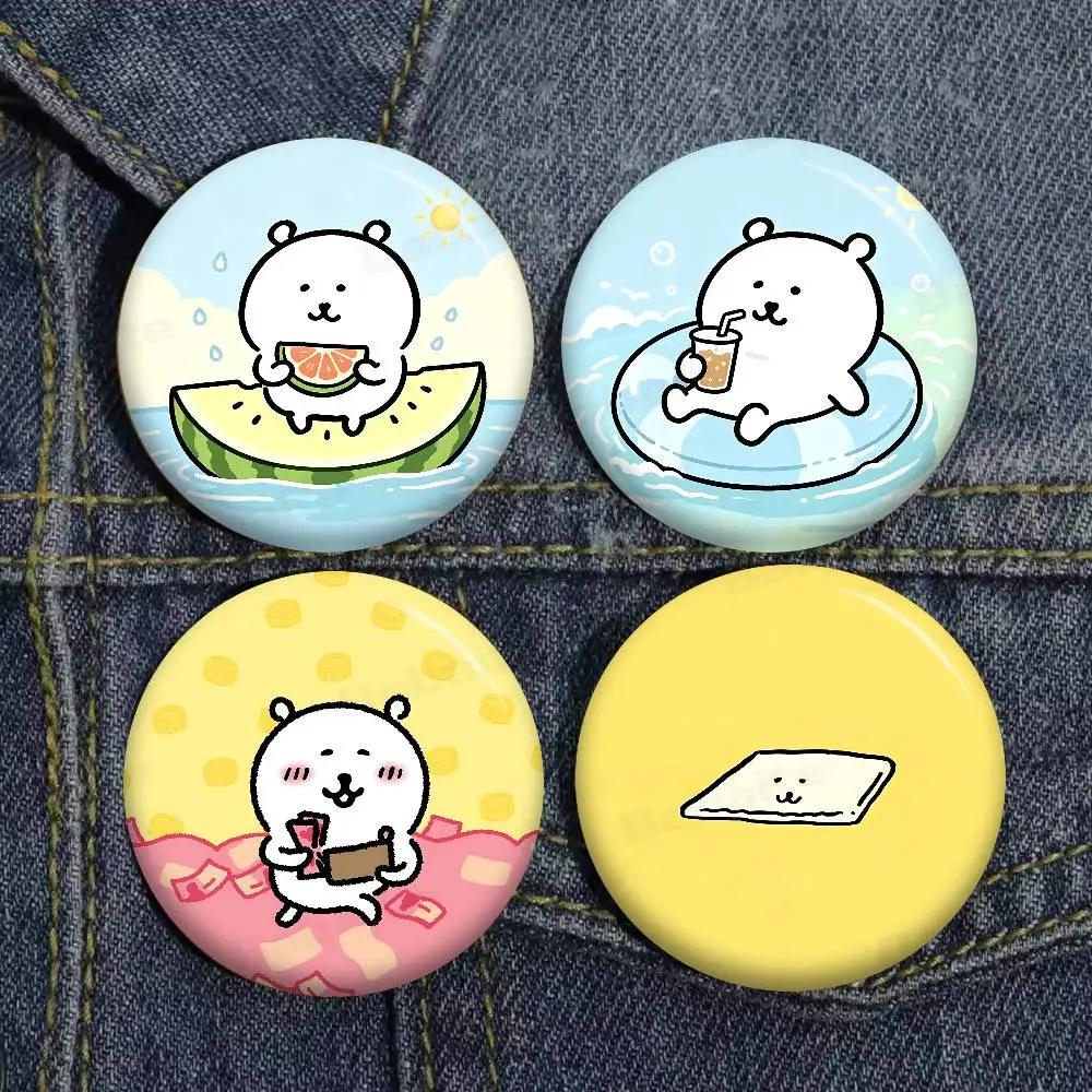 N-Nongdamgons J-Joke Bear Round Button Pins Slogan Creative Brooches Backpack Clothes Decoration Fashion Cartoon Jewelry Gifts