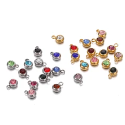 Aço inoxidável Rhinestone Beads, Encantos de Cristal, Pingentes para Colar DIY, Pulseira Charme, Jóias Fazendo Acessórios, 6mm, 20Pcs