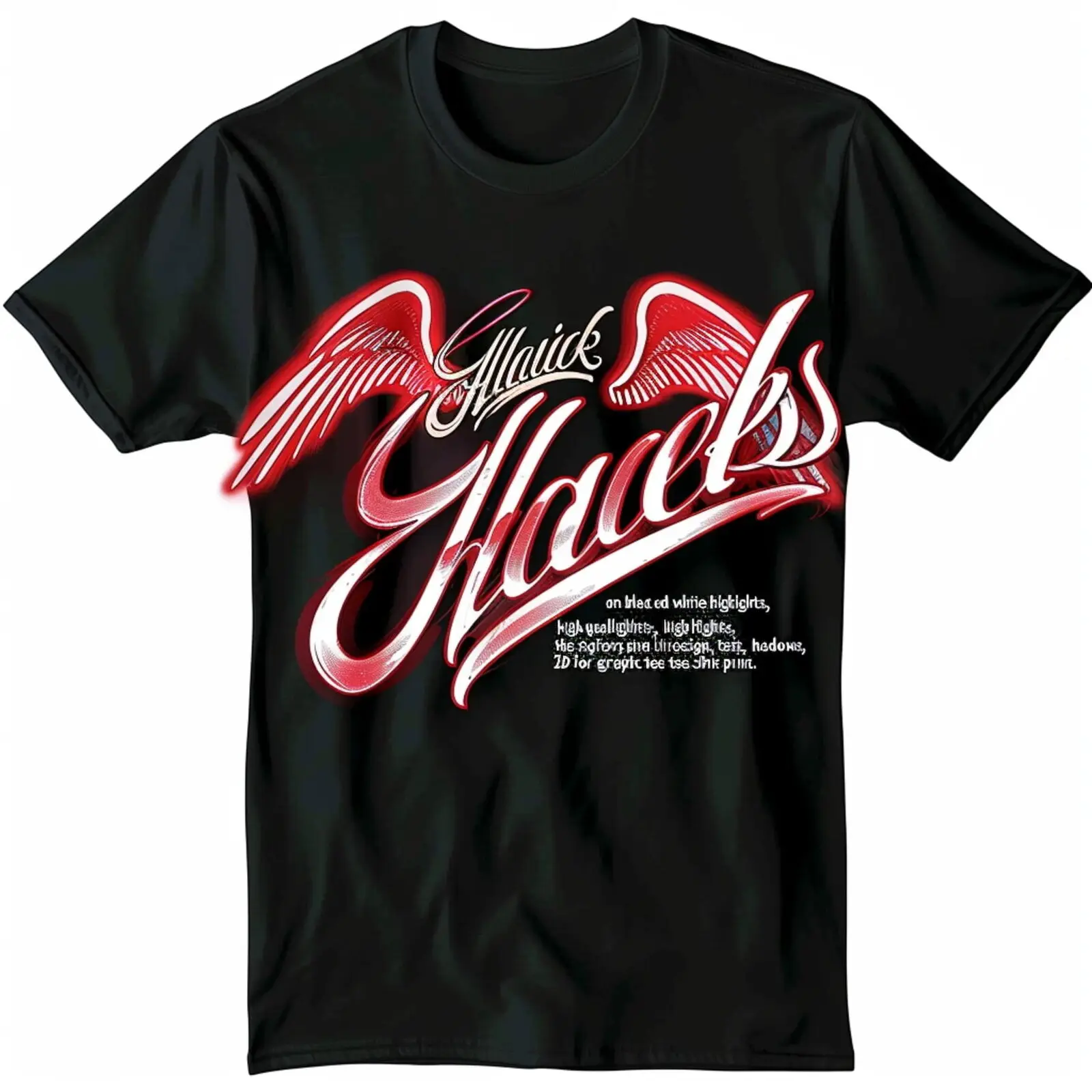 

Angels in Cursive: Los Angeles Inspired T Shirt with Red Highlights Graphics