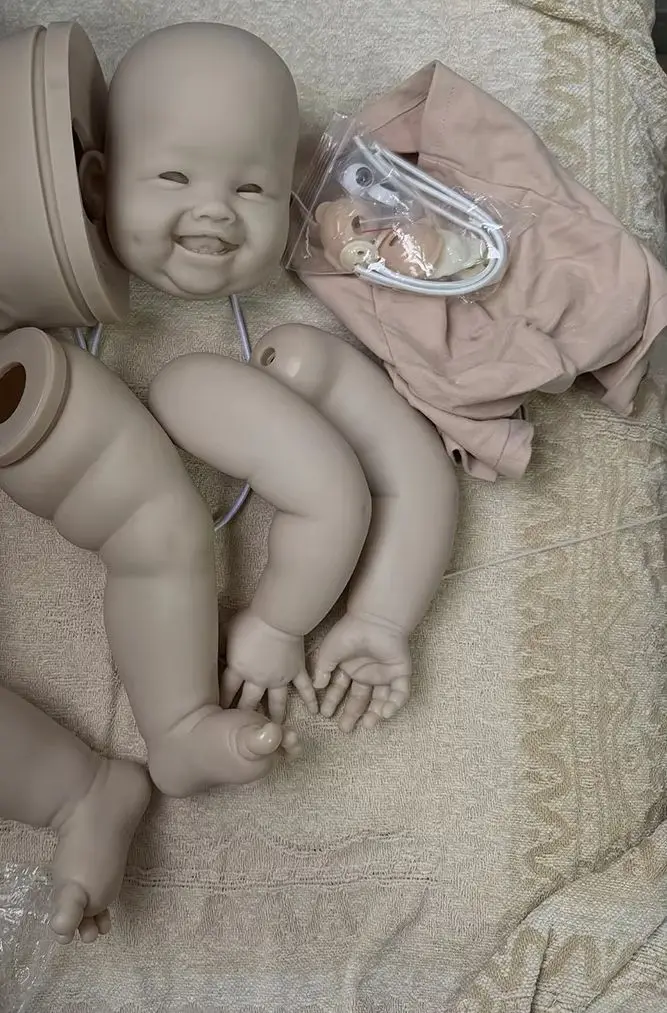 28'' Reborn Doll Kit Unfinished Unpainted Reborn Minmin Fresh Color DIY Doll Parts with Cloth Body Connectors and Eyes Included