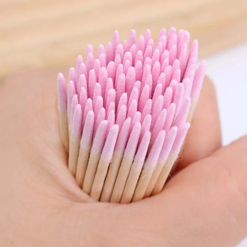 100/1000pcs Disposable Wooden Micro Bud Swabs Double-Headed Eyelash Tattoo Makeup Brushes Cotton Swab Nail Art Cleaning