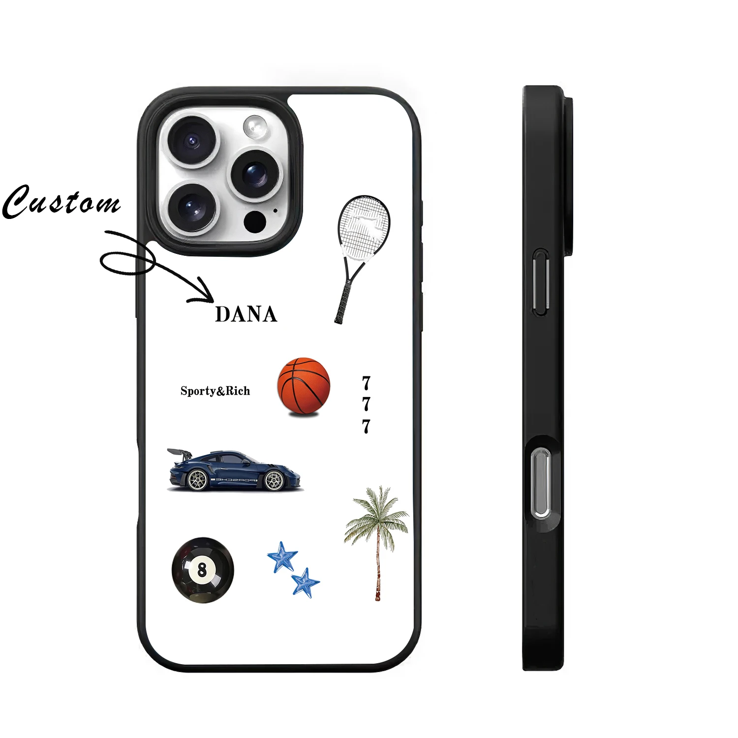 

Custom Letters phone case for iphone 16 15 14 plus 13 12 11 pro max cover Saudi Arabia sports car funda DIY name cases carcasa