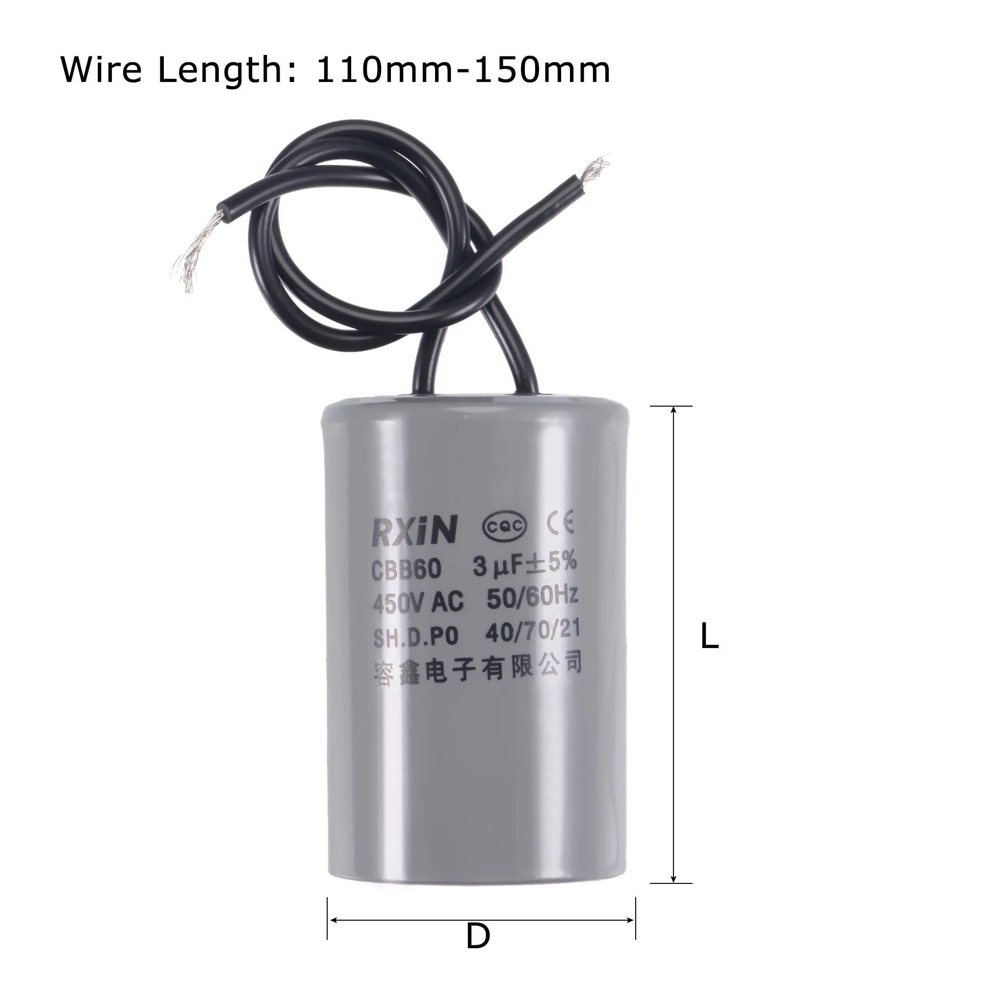 1Pcs CBB60 Motor Run Capacitor AC 450V 3/4/5/6/8/10/12/15/16/18/20/22/25uF 50/60Hz Cylinder For Air Compressor Water Pump Motor - Image 4