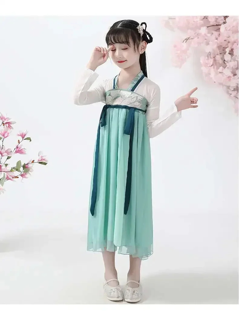 4 6 8 10 1 2 سنة الفتيات الكلاسيكية فستان الزي الوطني الصينية Hanfu العرقية الرقص كبار السن طفل الطفل التصوير الفوتوغرافي فستان قديم #4