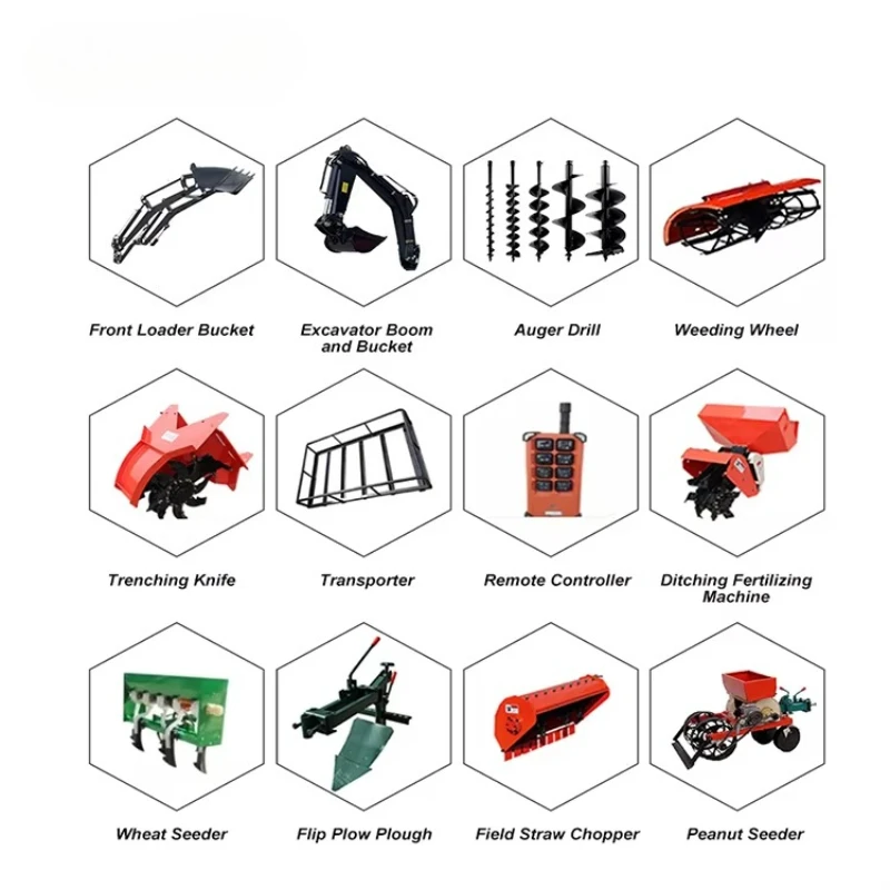 Aangepaste Mini Crawler Tractor 5-in-1 Rijstbewerkingsapparatuur Landbouwmachines